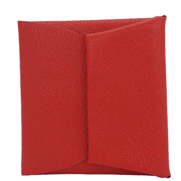Hermes  Calvi Leather Card Holder Red - Picture 4 of 15